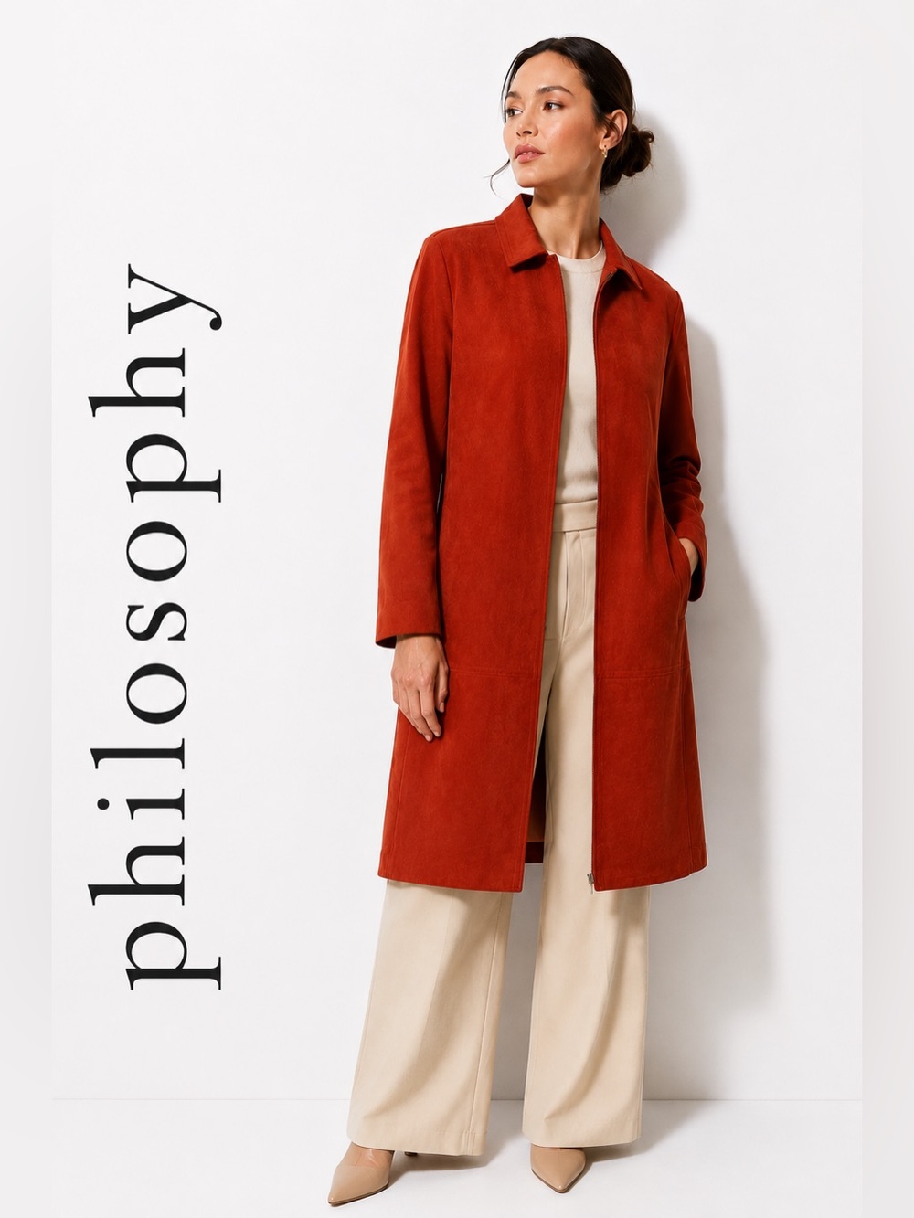Philosophy Women's Suede Jacket - Rust Orange